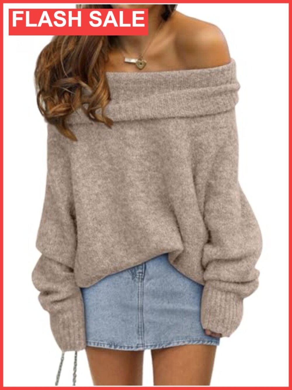 Off Shoulder Oversized Pullover Sweater Batwing Long Sleeve Fall Winter